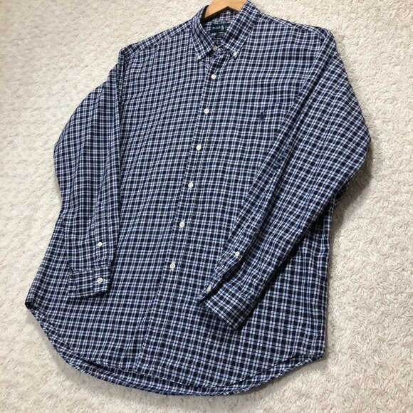 Polo Ralph Lauren Blake Men's Cotton Button Front Shirt Blue/Black Plaid Size XL - Picture 1 of 6